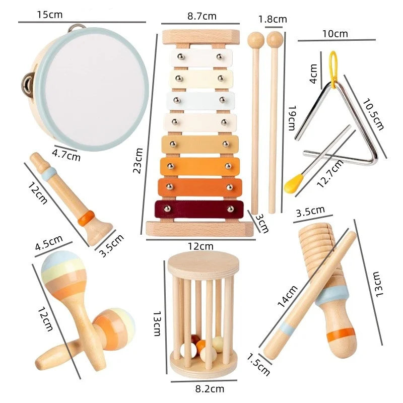 Montessori Wooden Toddler Musical Instrument Set Xylophone Educational Toy Kit