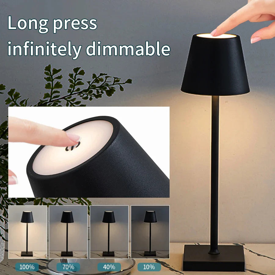 LED Table Lamp 3-Level Dimmable Wireless Touch Desk Lamp USB Rechargeable Night Light