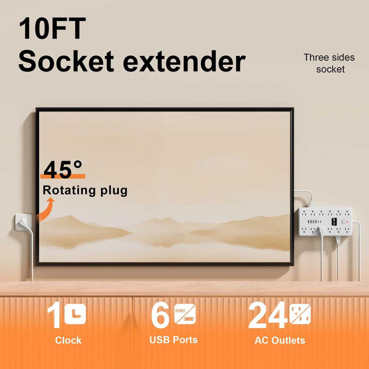 31-in-1 Power Strip Multi Outlet with USB Charging Ports and USB-C Fast Charging