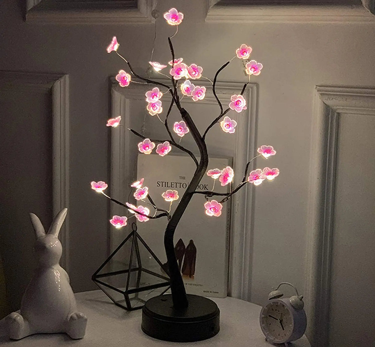 Cherry Blossom Tree LED Night Light USB Battery Touch Lamp Desktop Home Decor