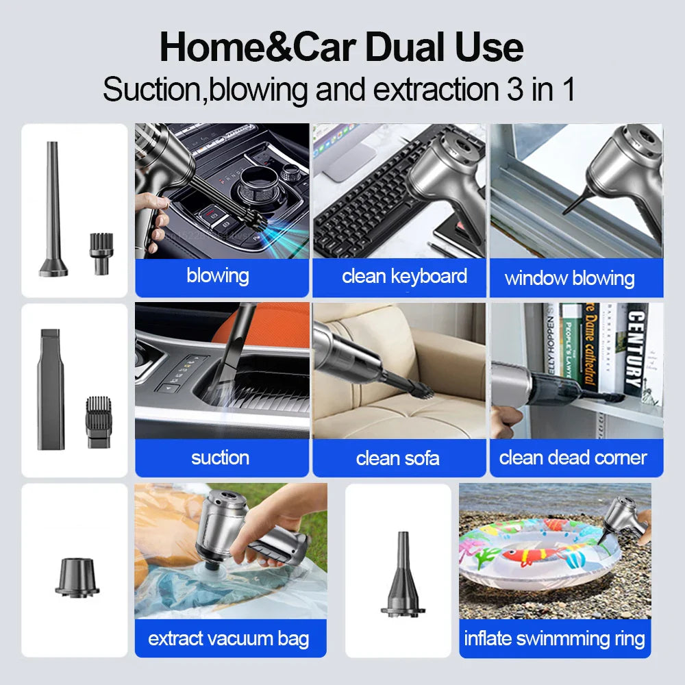 Car Handheld Vacuum Cleaner – 95000PA High Power Wireless Cordless Cleaner
