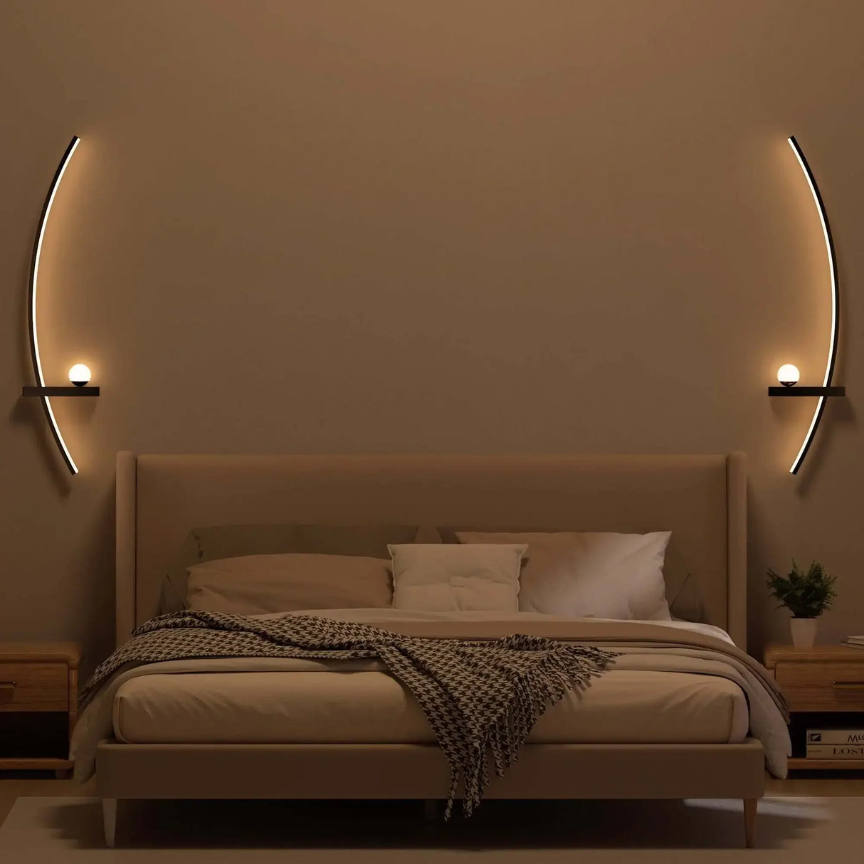 2pcs Modern Adjustable LED Wall Sconce 31.5" Arched Bedside Lamp 3000K Warm Glow
