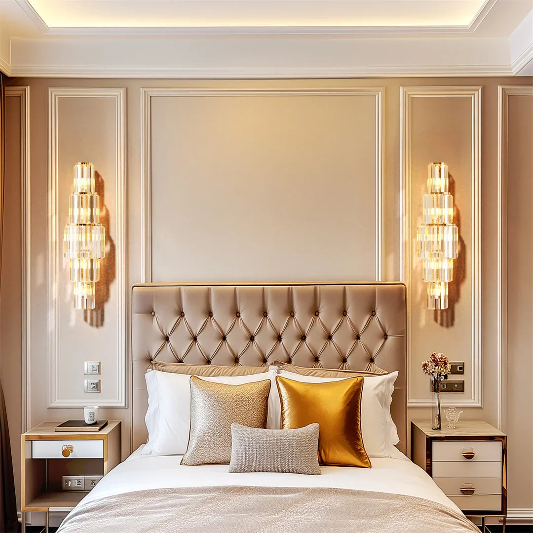 LUVODI Modern Crystal Wall Lamp 3-Layer Sconce E14 LED Corn Light Indoor Decor