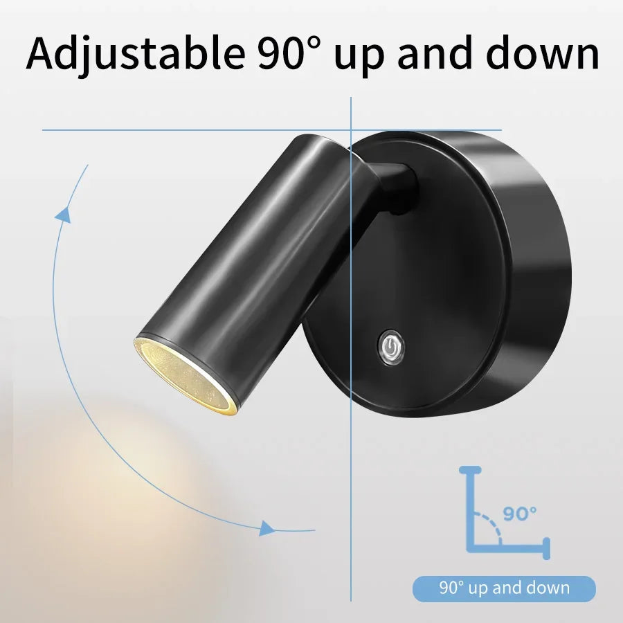 Magnetic LED Wall Light Rechargeable Touch Dimmable Cordless Bedside Lamp