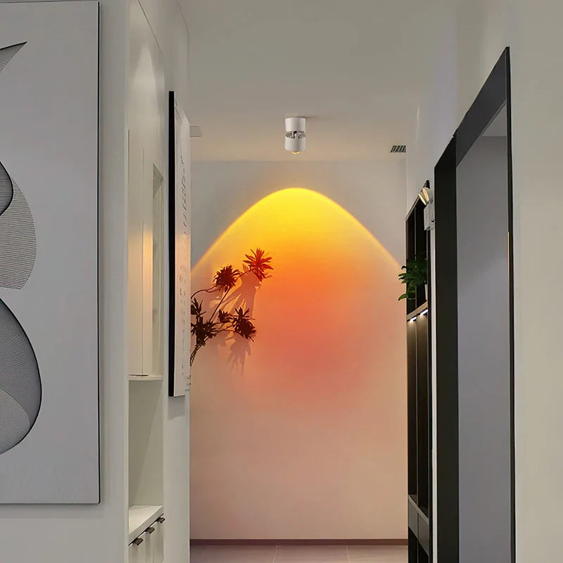 LED Recessed Ceiling Downlight Sunset Projection Rainbow Night Light Bedroom Decor