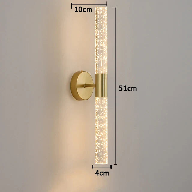Nordic Crystal Rod LED Wall Lamp Bedroom Bedside Living Room AC85-265V Light