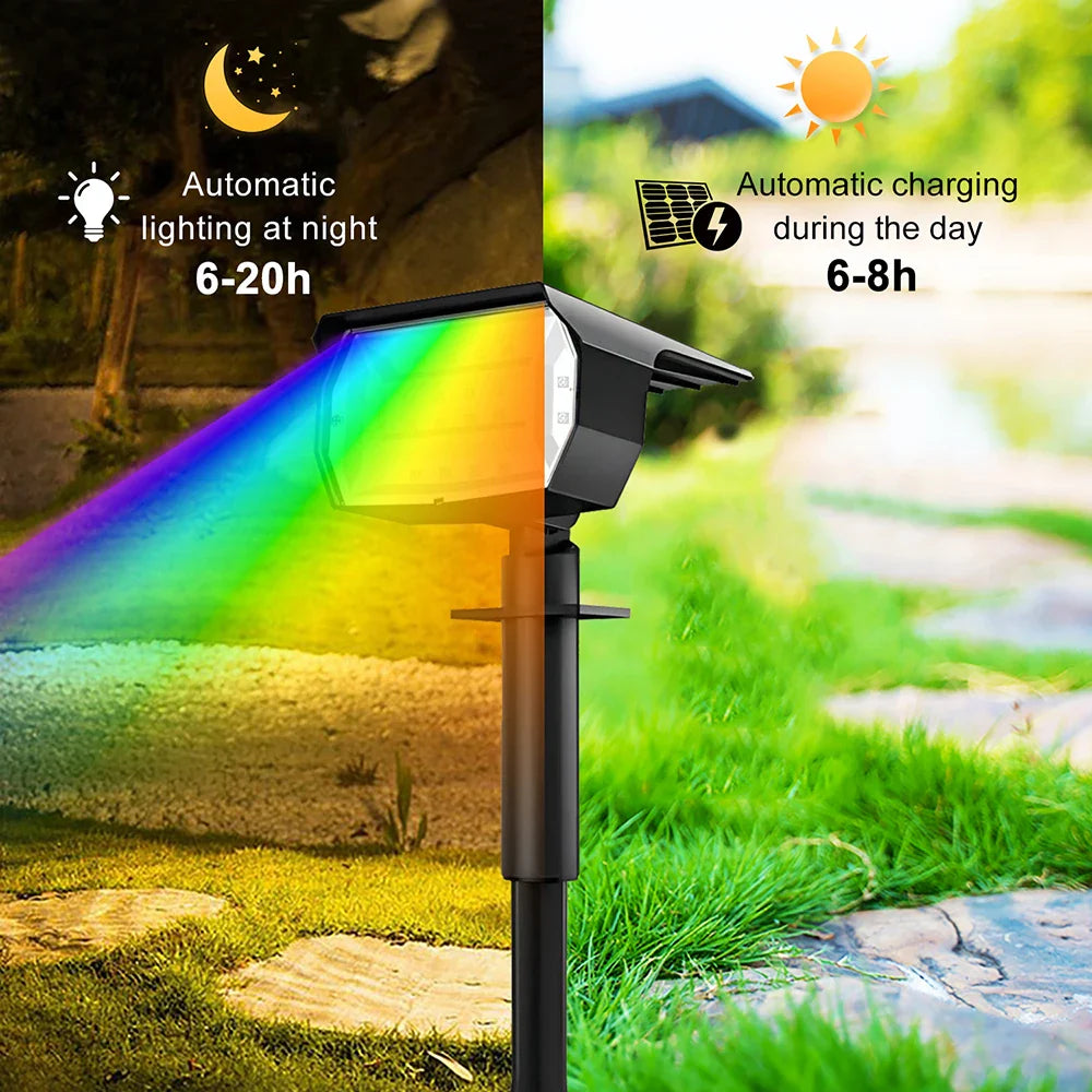 RGB Solar Landscape Spotlights Outdoor Waterproof LED Lights for Garden Decor