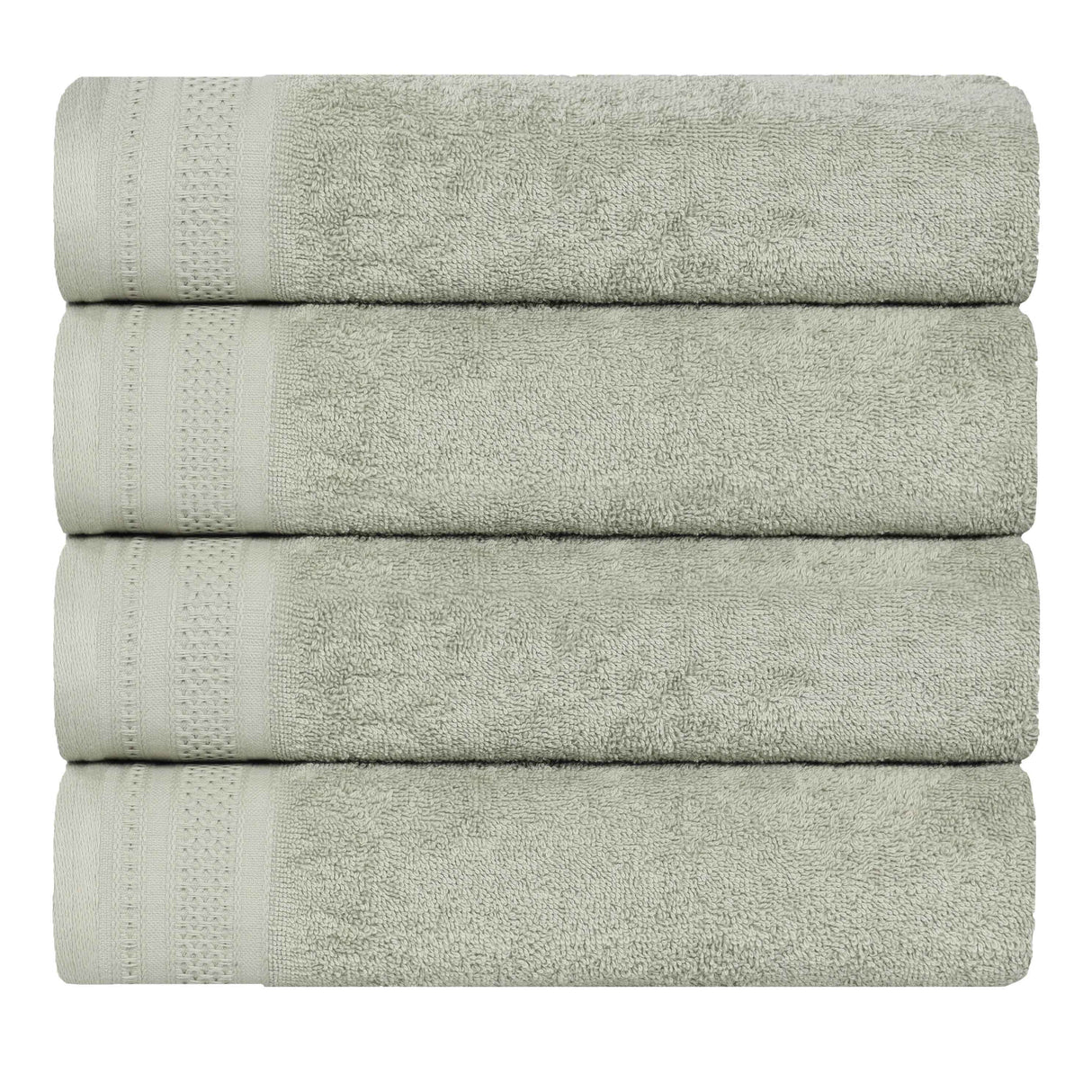Honeycomb Textured Waffle Border Cotton Bath Towels, Set of 4 - Bath Towel by Superior Brand