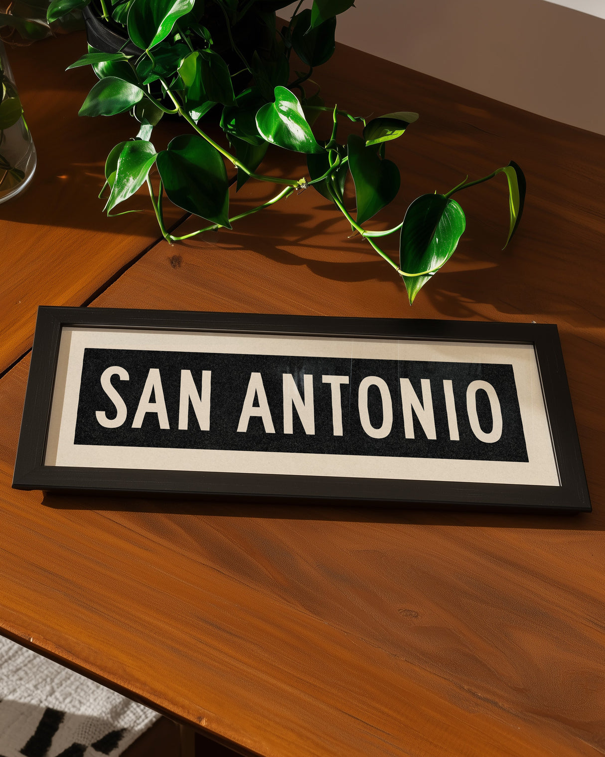 Framed San Antonio Bus Scroll Sign