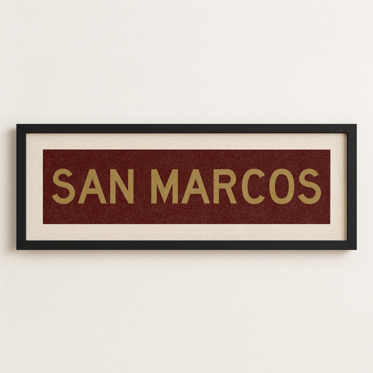 Framed San Marcos Maroon and Gold Bus Scroll