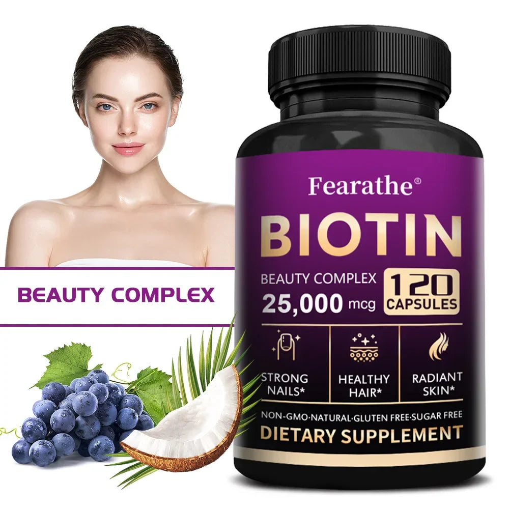 Biotin Vitamins with Pantothenic Acid, Folic Acid, Hair Growth Supplement for Men & Women