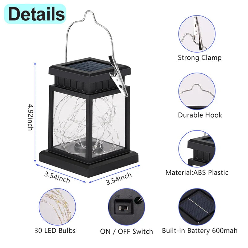 Solar LED Lanterns Outdoor Floor Hanging Balcony Garden Candle Lights Birds Decor