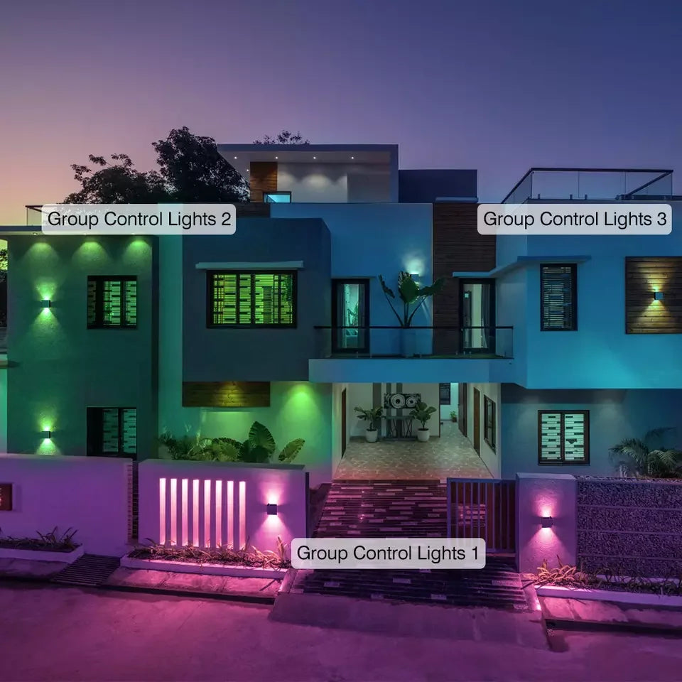 2 Pack Smart Outdoor Wall Lights RGBCW 10W LED Patio Lights App Voice Control