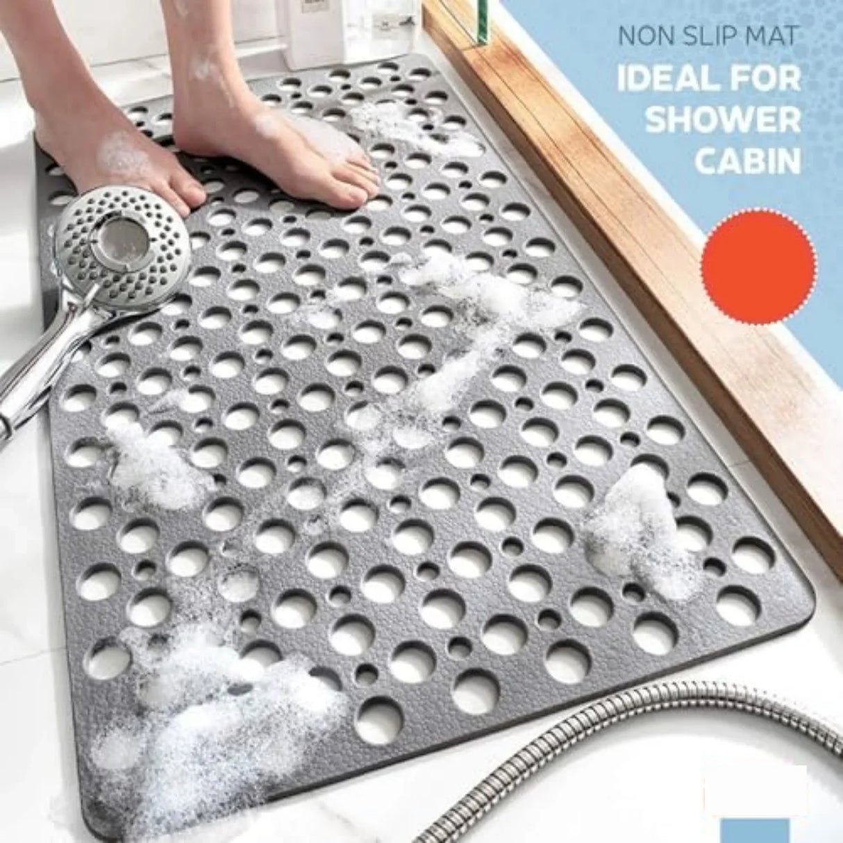 Non Slip Bathtub Shower Mat with Suction Cups Drain Holes 30x17 Inch