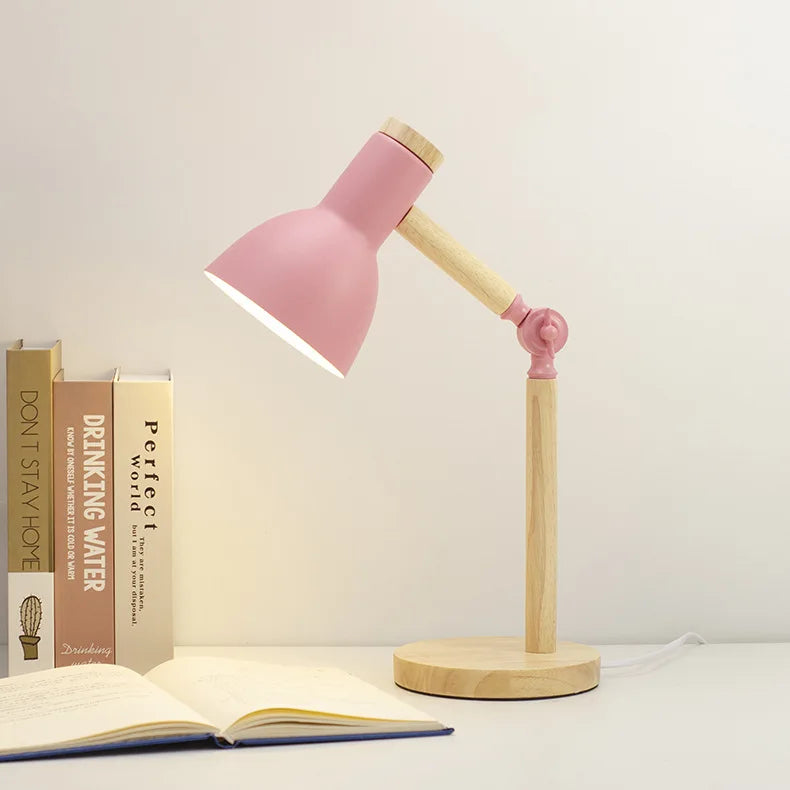 Nordic Wood Table Lamp Eye Care E27 Desk Light Adjustable Bedside Reading Lamp