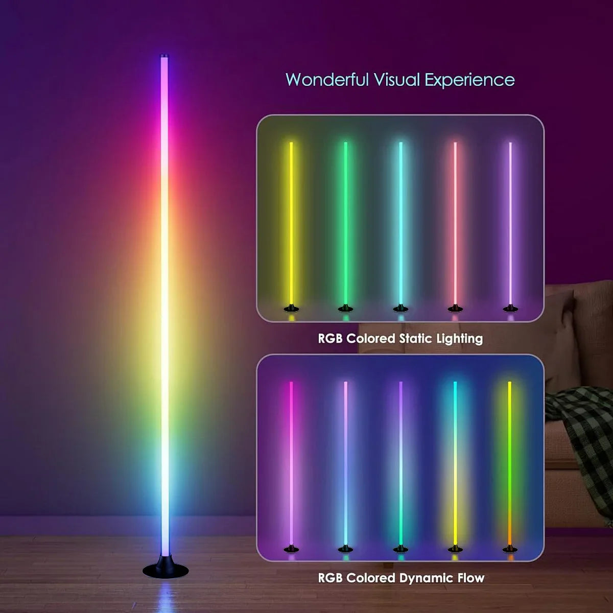 Smart RGB LED Floor Lamp App Control Music Sync Corner Light with Timer