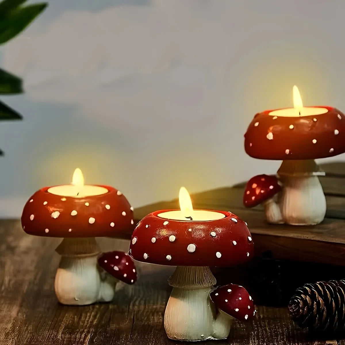 Small Mushroom Candle Holder Decorative Tea Light Home Ornament Craft Decoration