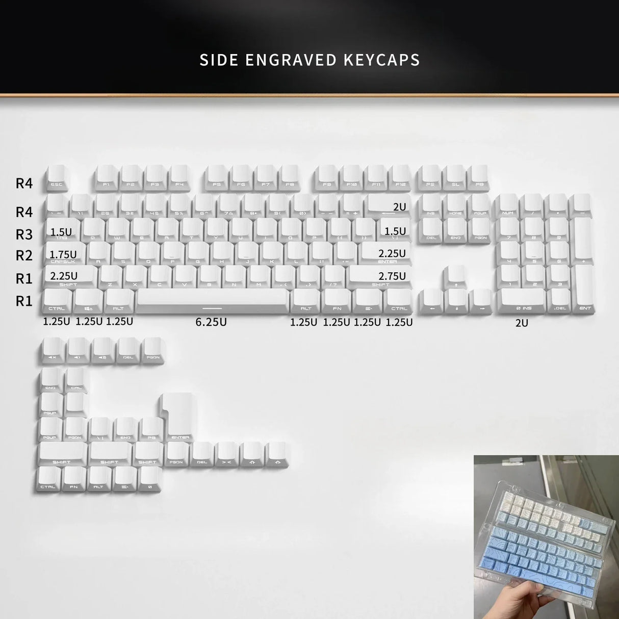 133-Key Gradient Green PBT Keycaps Cherry Profile Double Shot Side Printed Set