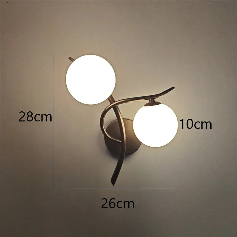 Nordic Modern LED Iron Wall Lamp Bedroom Bedside Corridor Glass Ball G9 Light