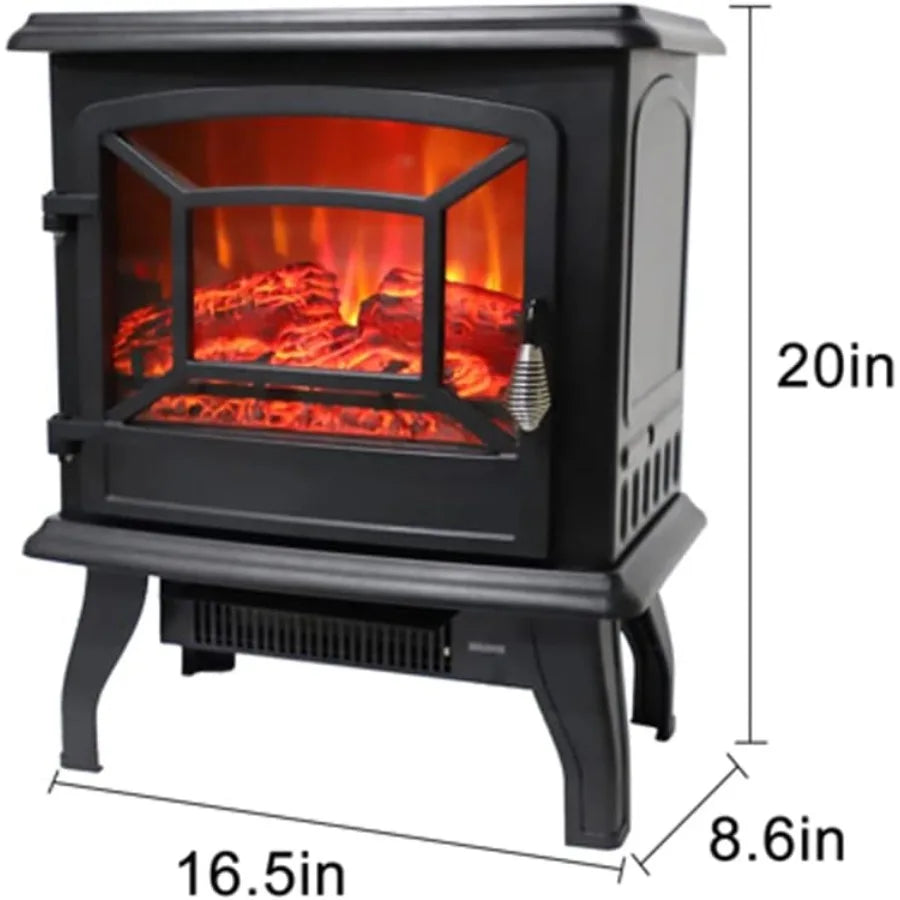 20-Inch Electric Fireplace Stove Heater with Realistic Flame & Adjustable Heat