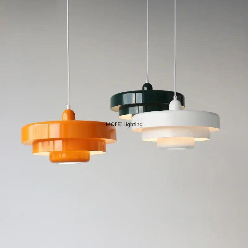 Medieval Danish Chandelier Multicolor Retro Pendant Light Orange Ceiling Lamp