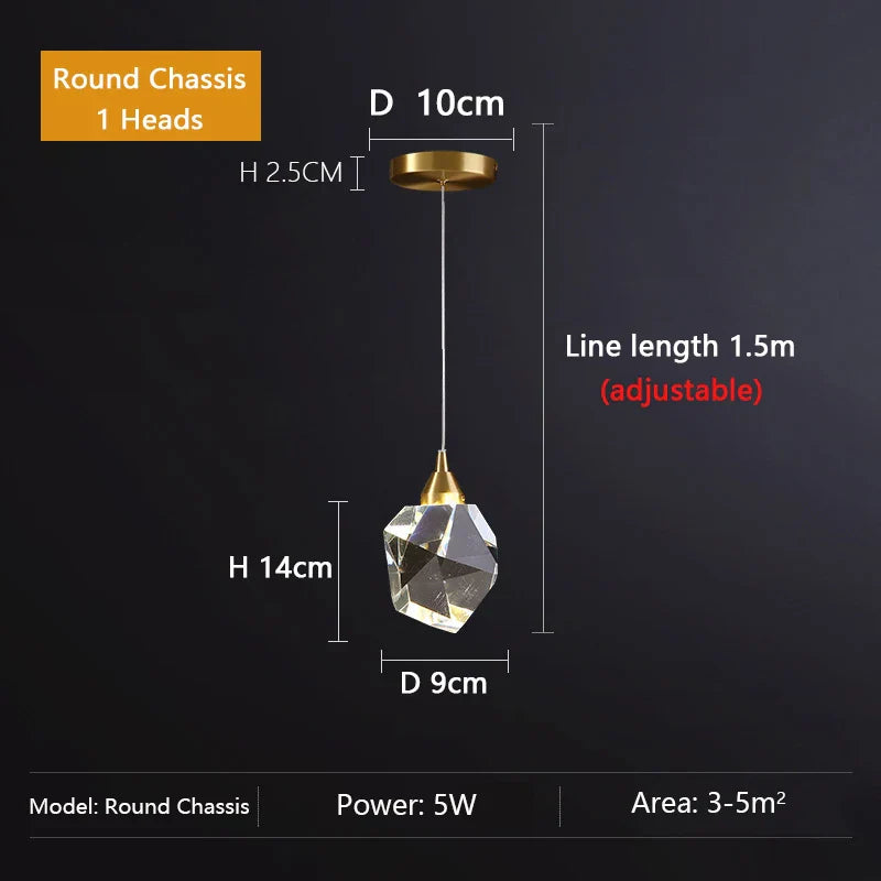 Luxury K9 Crystal Pendant Light LED Hanging Chandelier for Living Room Bedroom