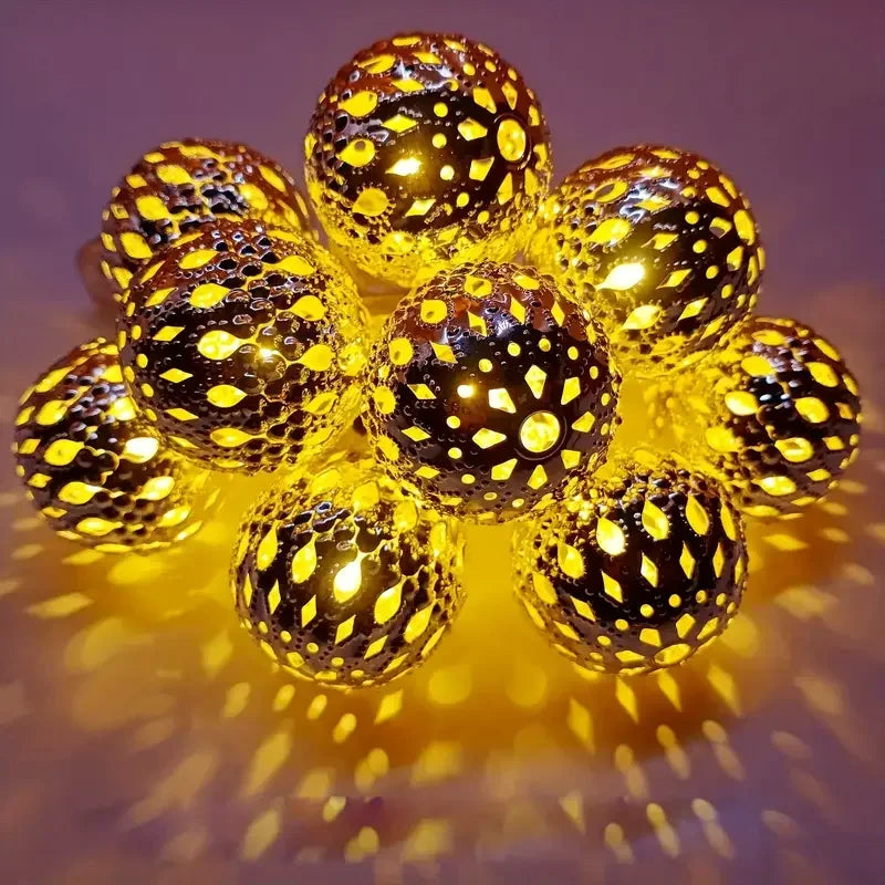 Outdoor Solar Moroccan Ball String Lights 50/30/20 LED Fairy Lights Garden Party