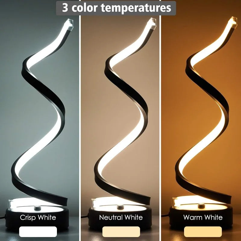 Classic Creative Spiral LED Table Lamp, Modern Minimalist Dimmable Spiral Table Lamp, Adjustable Arm, Soft Light, Multifunction