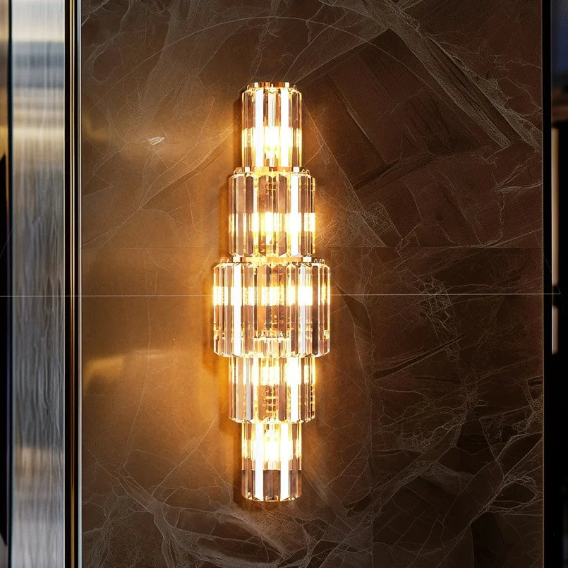 LUVODI Modern Crystal Wall Lamp 3-Layer Sconce E14 LED Corn Light Indoor Decor