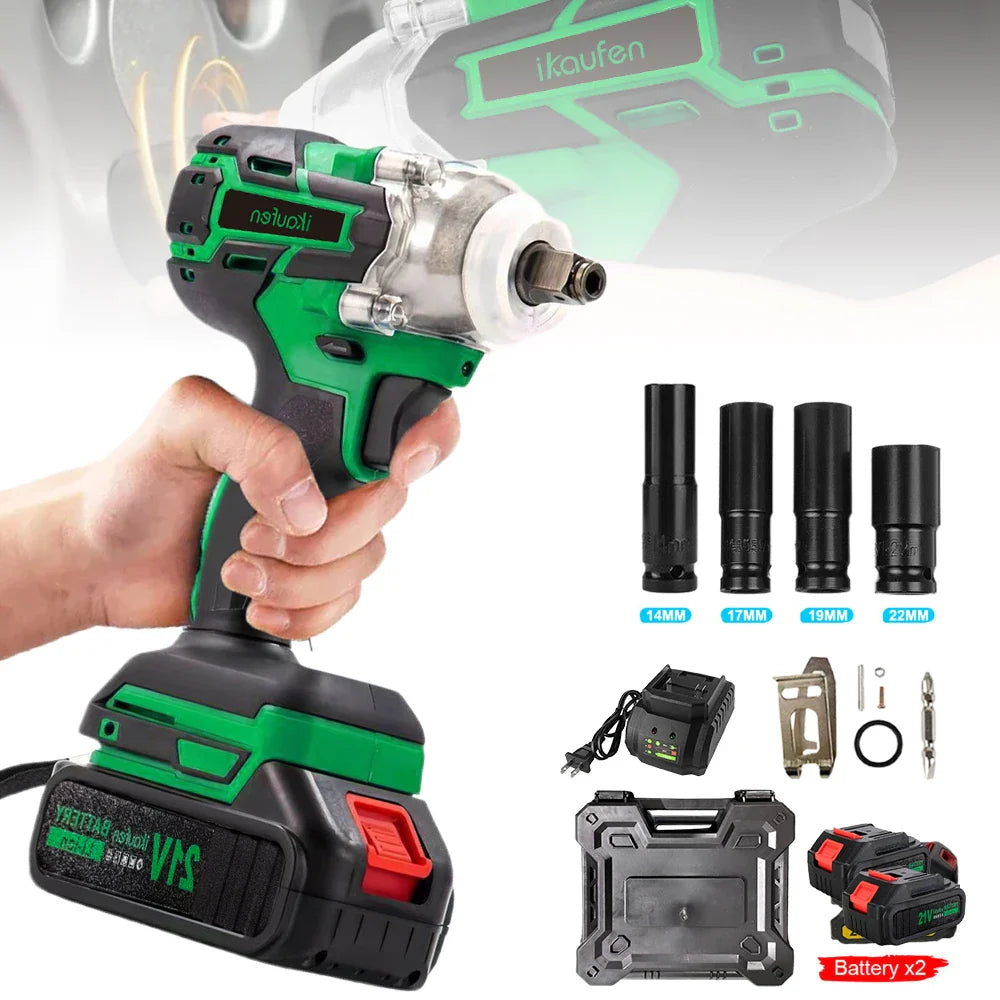 380Nm 21V Brushless Cordless Electric Wrench High Torque Impact Tool
