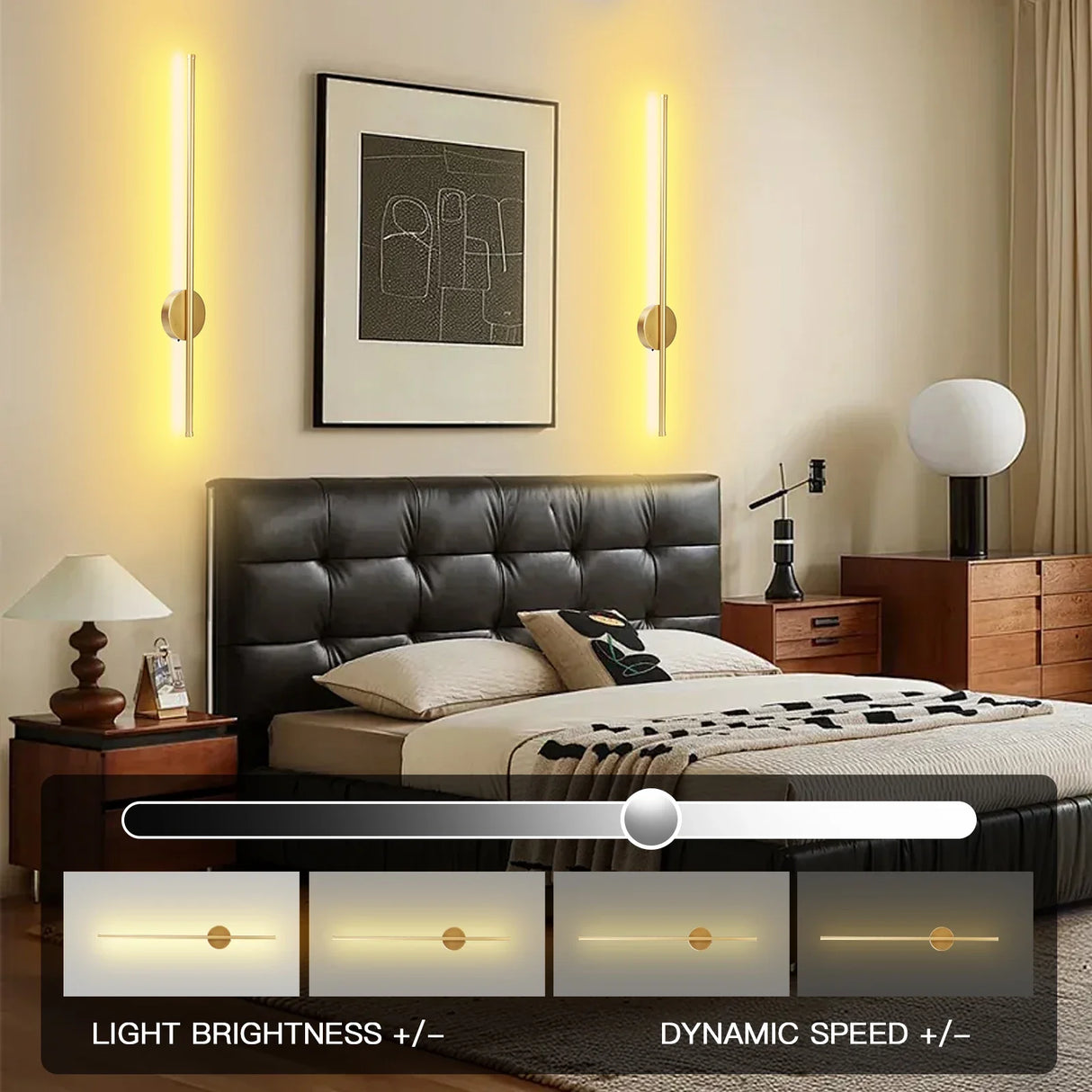 Rechargeable Wireless Wall Light with Remote Dimmable Bedside Night Lamp