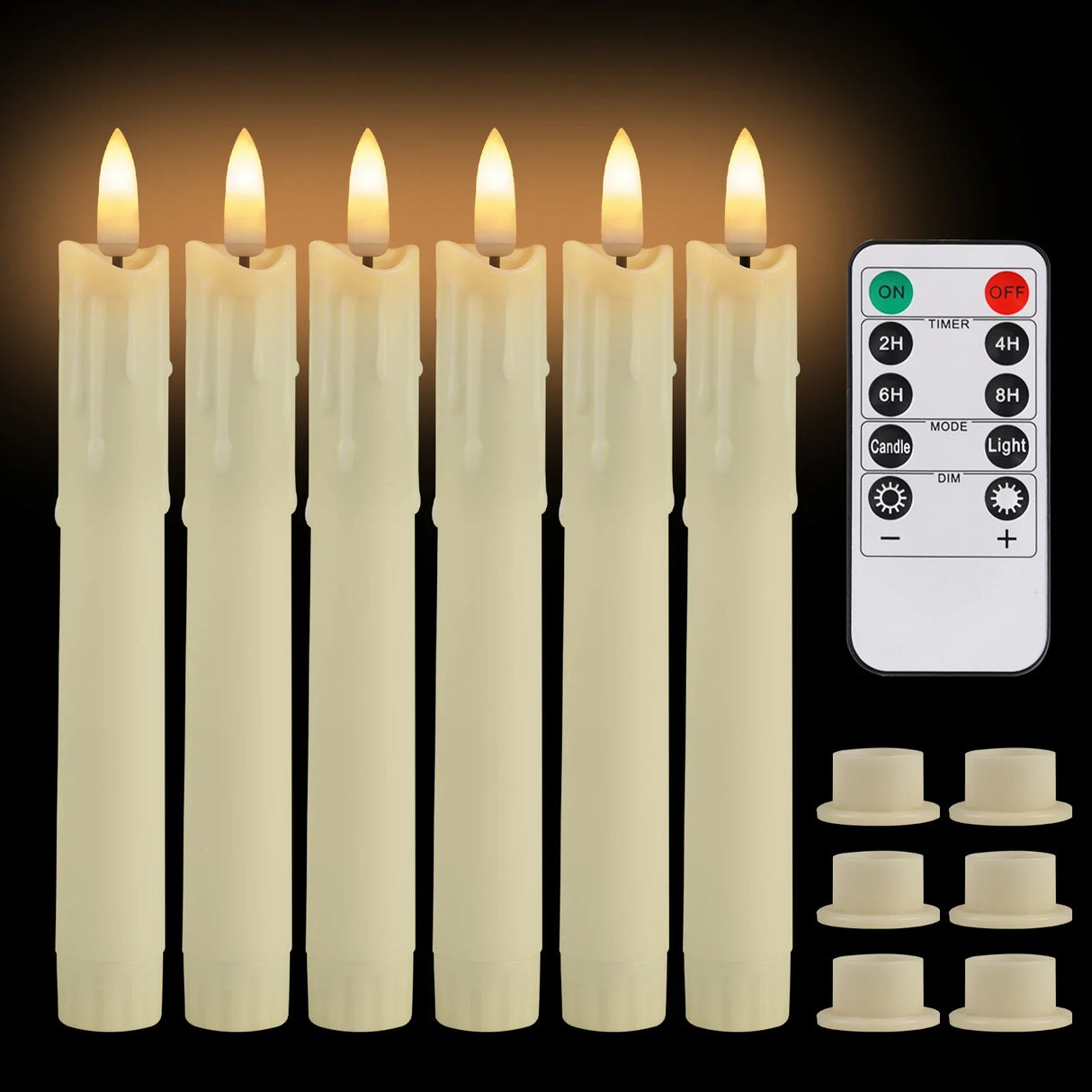 Flameless LED Taper Candles with Remote Flickering Battery Operated Set