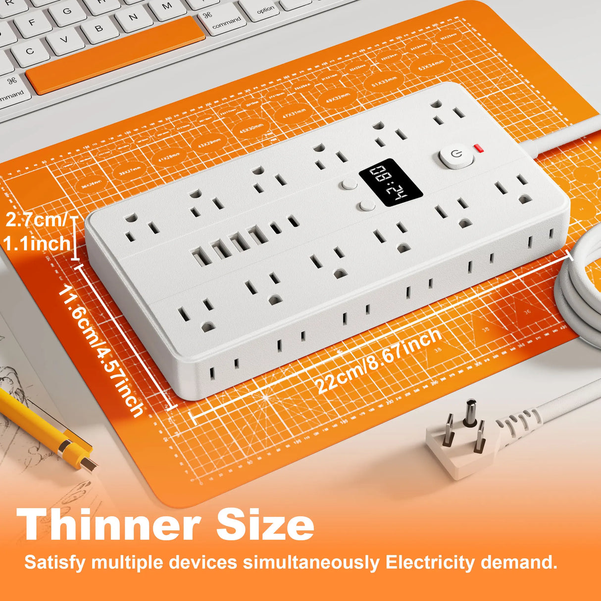 31-in-1 Power Strip Multi Outlet with USB Charging Ports and USB-C Fast Charging