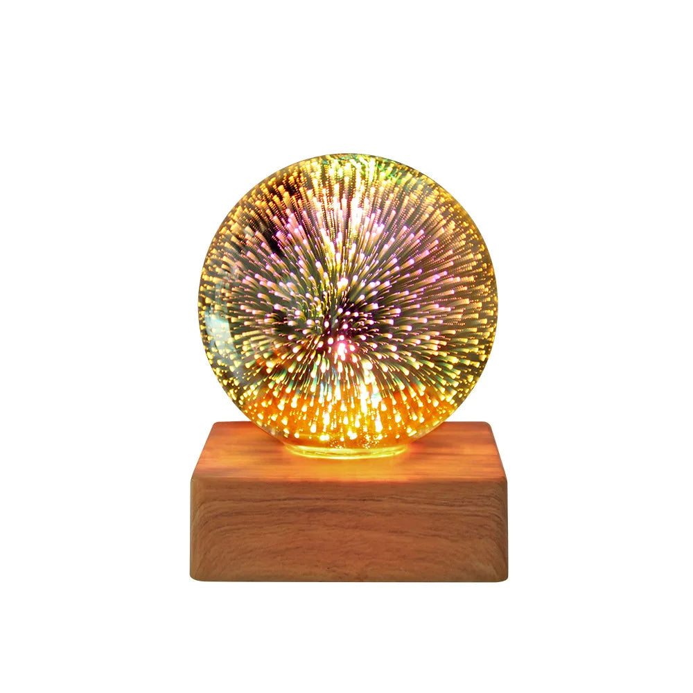 3D Firework LED Night Light Glass Ball Starry Sky Table Lamp