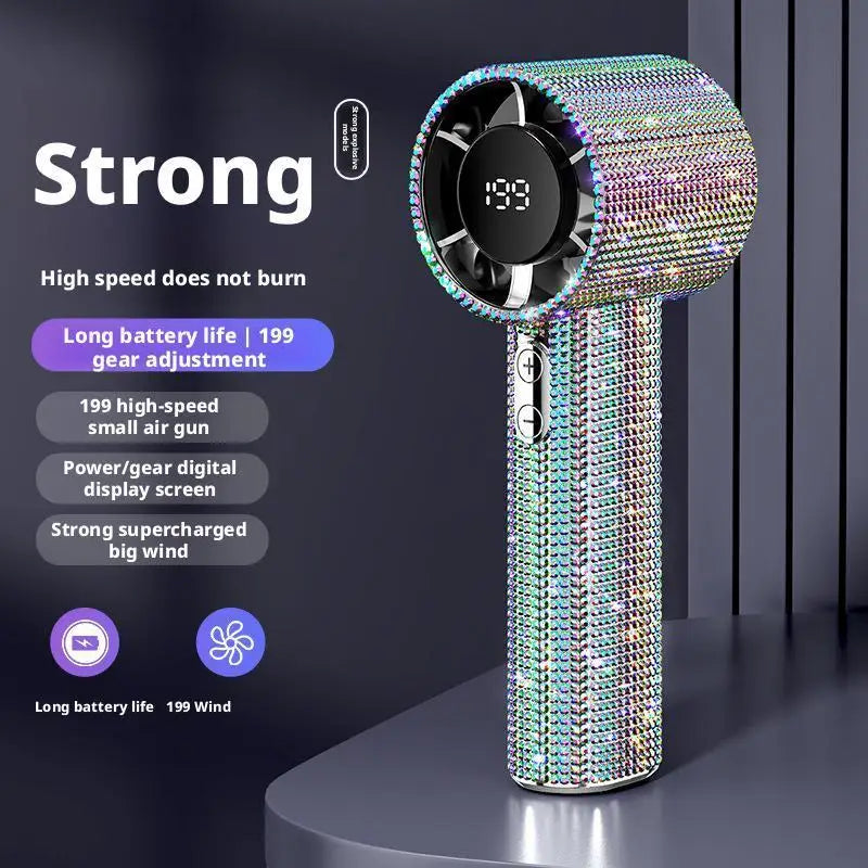 High-Speed Handheld Fan 199-Speed Type-C Rechargeable Digital Display