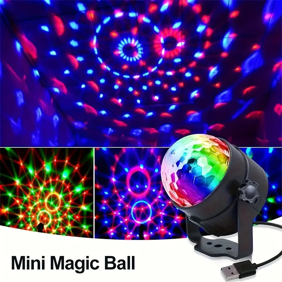 Sound Activated Rotating Disco Ball Light RGB LED Party Stage Lamp for Home