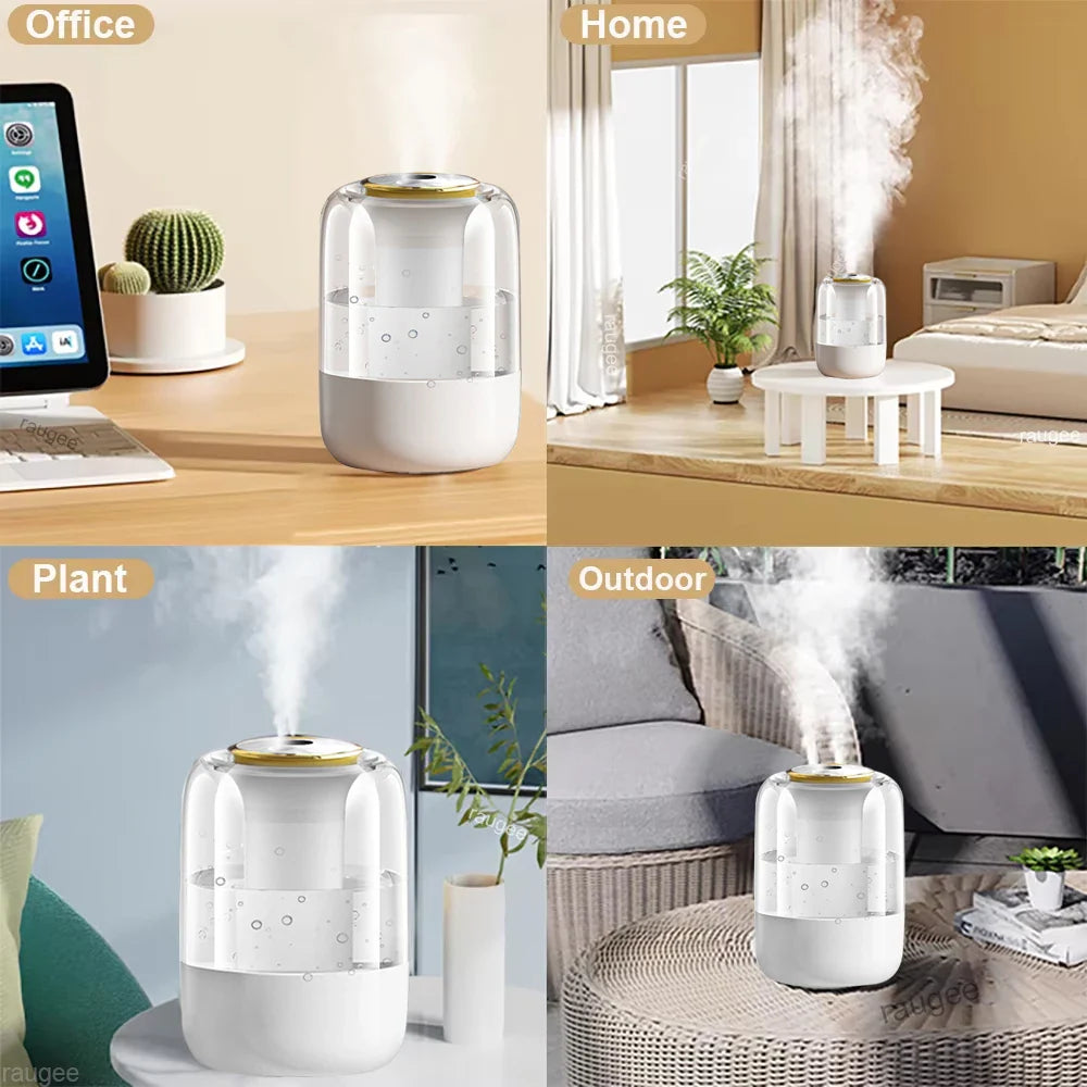 2.2L Large Capacity Air Humidifier Double Nozzle USB Mist Maker with LED Night Light