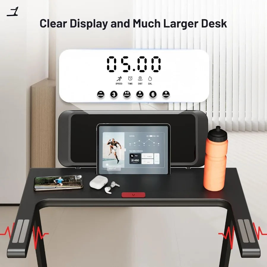 Portable Foldable Walking Pad Treadmill with Handle Bar Compact Home Office Gym