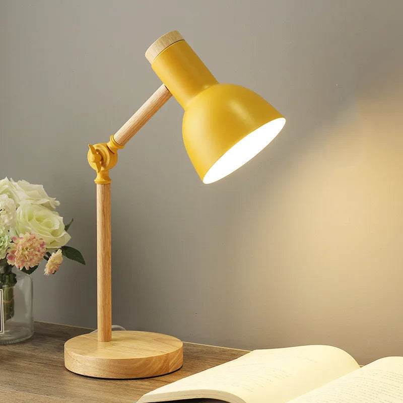 Nordic Wood Table Lamp Eye Care E27 Desk Light Adjustable Bedside Reading Lamp