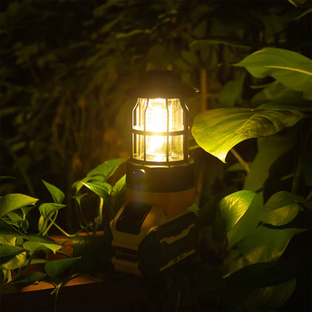 Portable LED Work Light 18V Battery Powered Camping Emergency Lantern Lamp