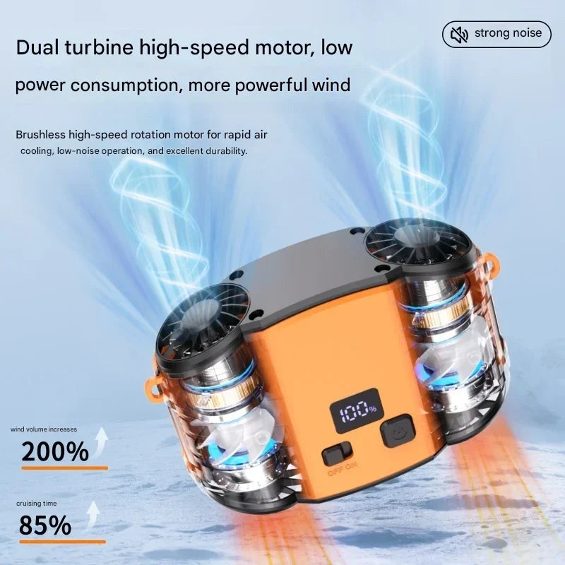 Dual Outlet Waist Fan Portable Hands Free Cooling Fan