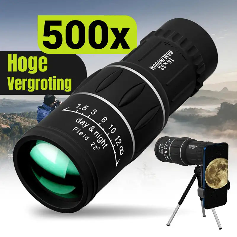 16x52 High Power Monocular Telescope Dual Focus Zoom Long Range Outdoor Viewing Scope