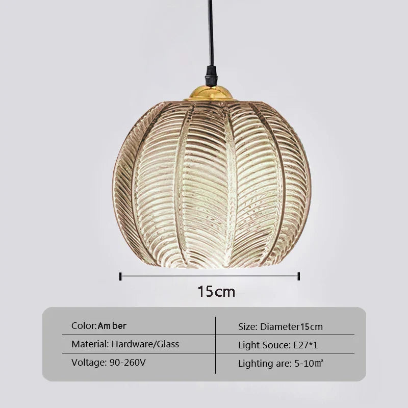 Modern Glass Pendant Light – Green Leaf Hanging Lamp for Bedroom & Living Room