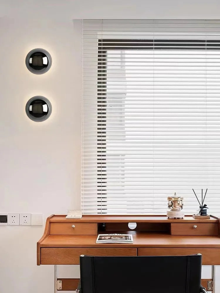 Nordic Silver Wall Lamp Minimalist Circular LED Light for Bedroom Hallway Stairs