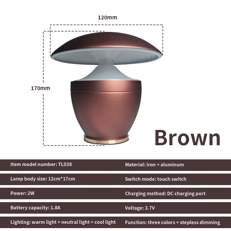 Nordic Battery Powered Dimmable LED Night Table Lamp Small Bedroom Home Decor