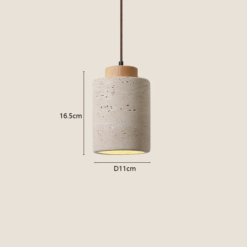 Japanese Wabi Sabi Stone Pendant Light – Modern Bedside Hanging Lamp for Bedroom