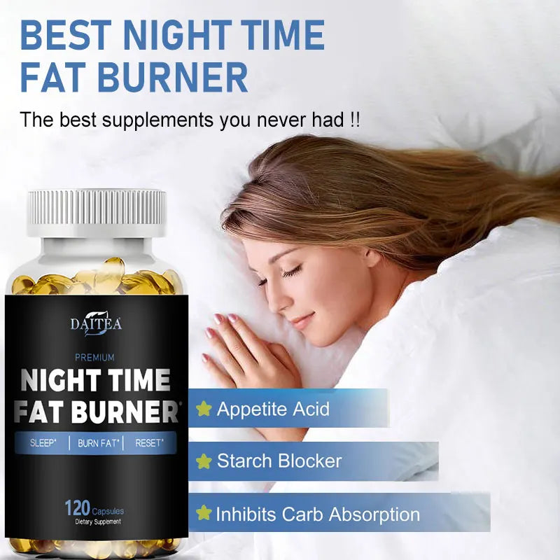 Nighttime Fat Burner Supplement - Supports Cardiovascular and Digestive Health, Benefits Sleep Quality, Weight