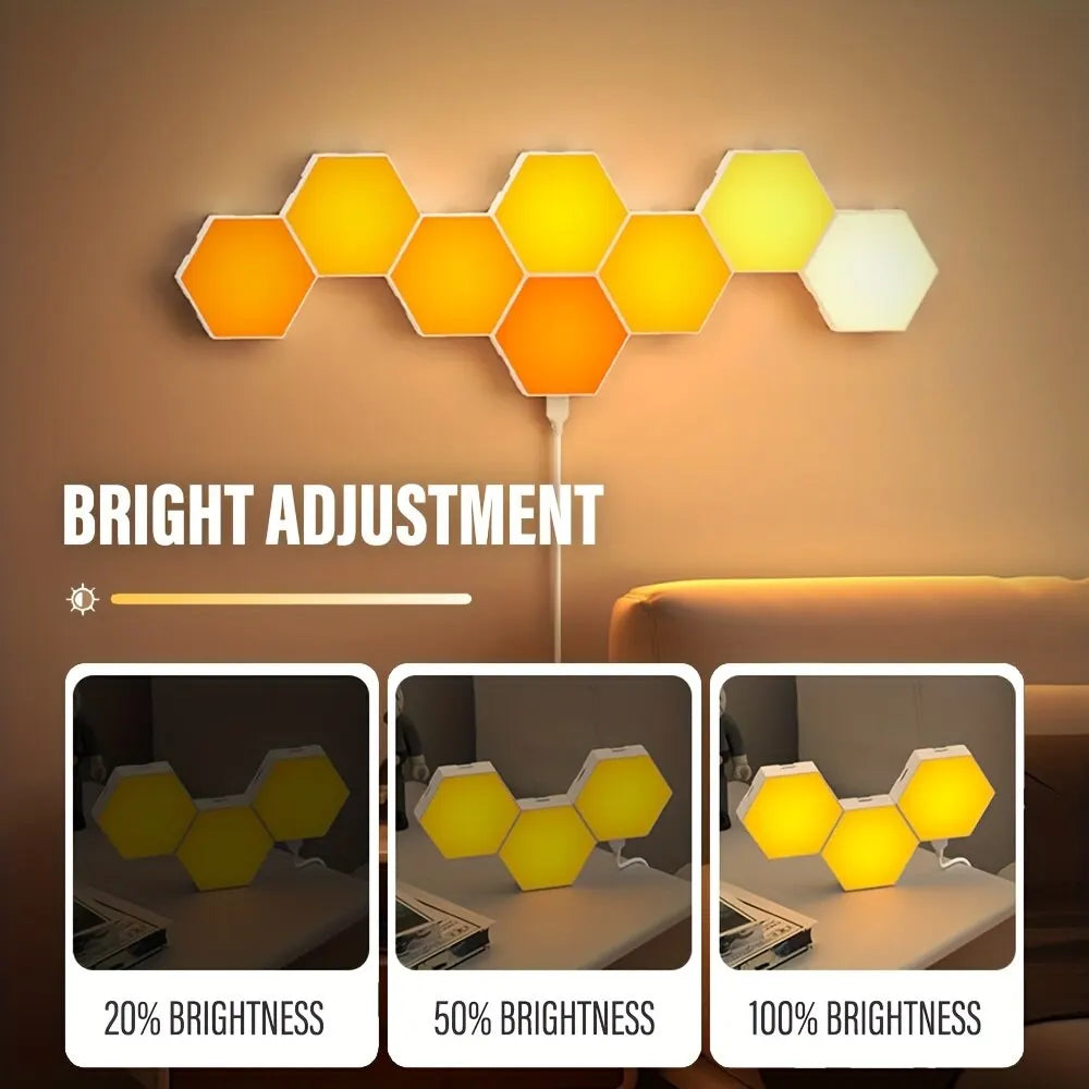 Hexagon LED Wall Lights RGB Panels with Music Sync App Control for Bedroom