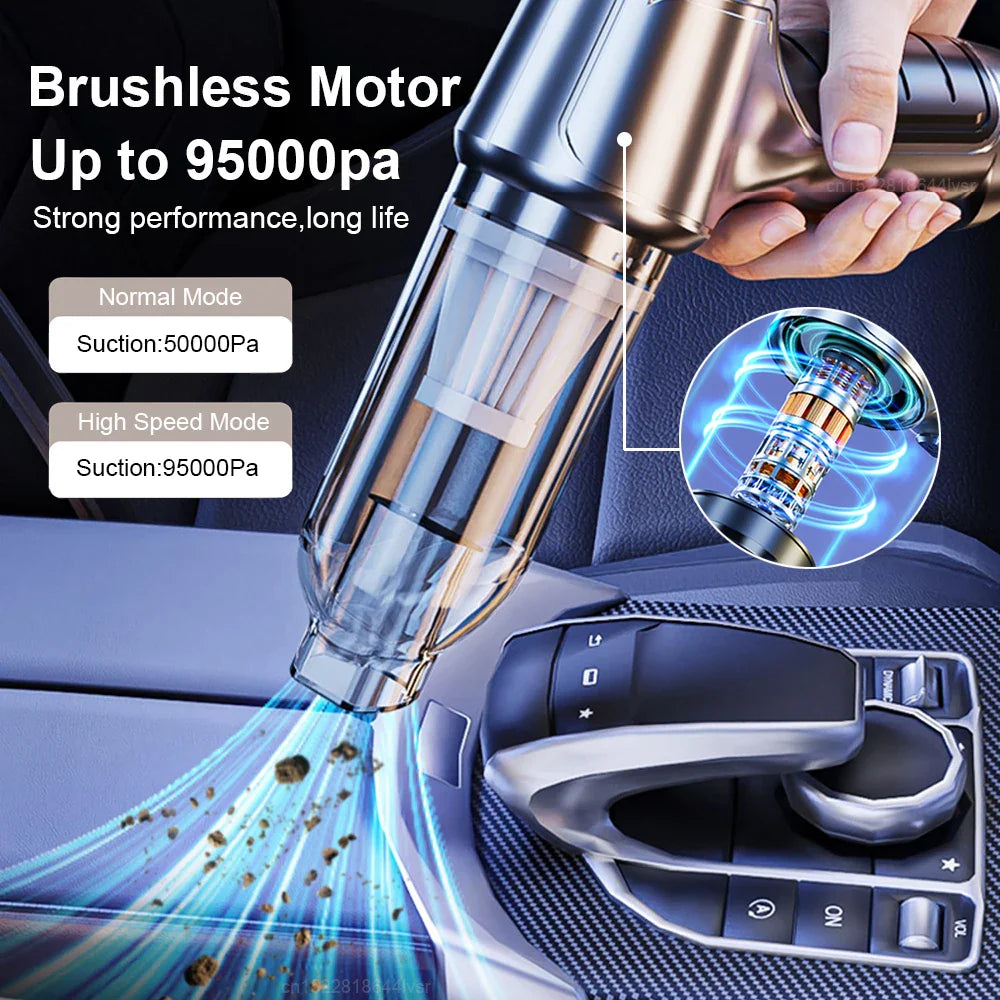 Car Handheld Vacuum Cleaner – 95000PA High Power Wireless Cordless Cleaner