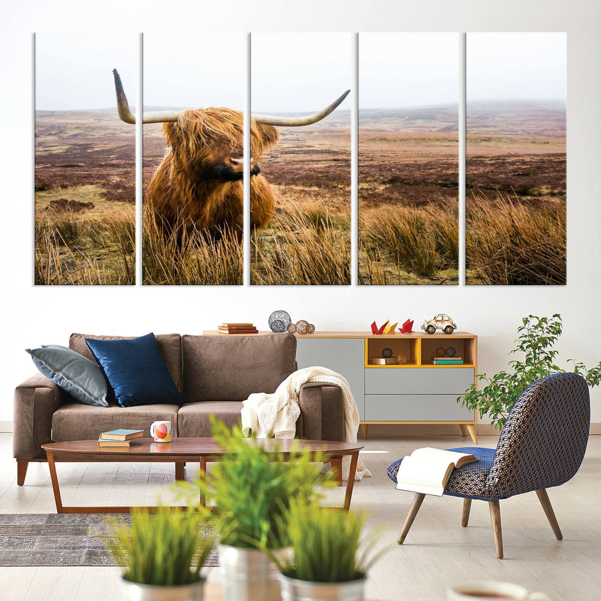 Scottish Highland Cow Cattle Art Print Farmhouse Wall Art